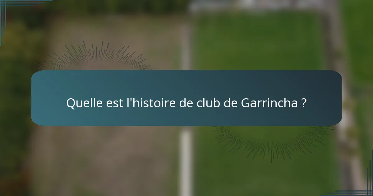 Quelle est l'histoire de club de Garrincha ?