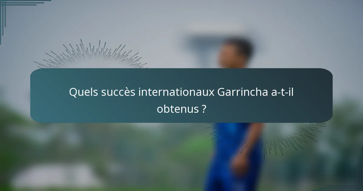 Quels succès internationaux Garrincha a-t-il obtenus ?